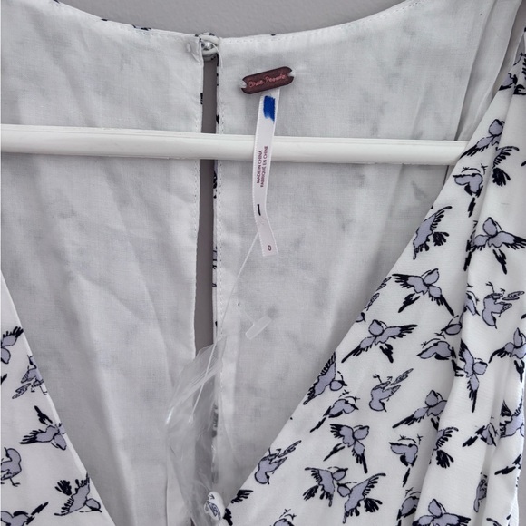 Free People | White and Blue Bird Pattern Mini Dress - Picture 2 of 8